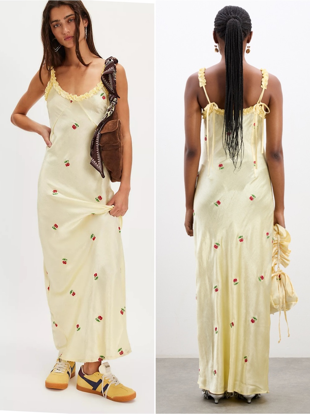 Damson Madder Simone Slip Midi Dress Butter Yellow Floral Embroidered US 8 NWT